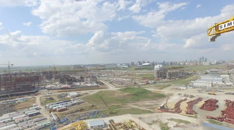 Drone fly over Astana construction 2 Stock Footage 59557423