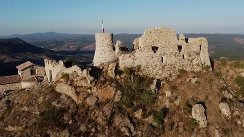 Drone fly over a castle ruin in italy 1 Stock-Footage 149615917