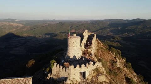 Drone fly over a castle ruin in italy 4 스톡 동영상 149619084