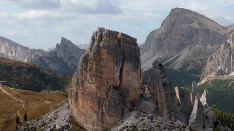 Drone Fly Over Cinque Torri in Cortina d’Ampiezza Stock Footage 278531168