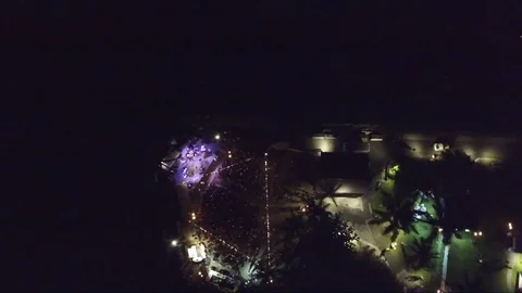 Drone Fly Over Concert Spin Maneuver Lights Flashing Crowd Dancing At Night 動画素材 78554864