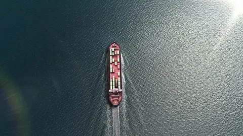 Drone fly over with container ship Cargo container tanker bulk carrier of ocean Stock-Footage 336446157