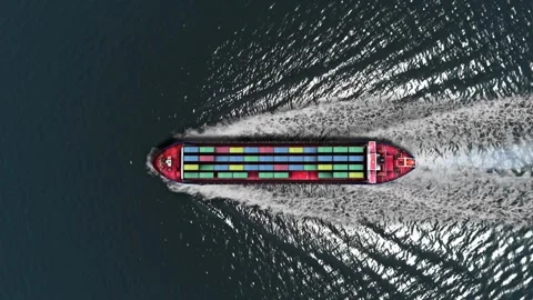 Drone fly over with container ship Cargo container tanker bulk carrier of ocean Vídeos de archivo 336446184