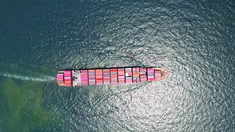 Drone fly over with container ship Cargo container tanker bulk carrier of ocean Stock-Footage 336448511