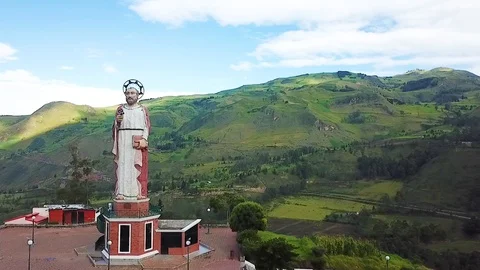 Drone fly over Devil s Nose valley and San Pedro viewpoint Alausi Ecuador Stock Footage 90207904