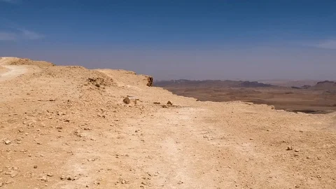 Drone fly over the edge at Makhtesh Ramon crater Stock Footage 88133472