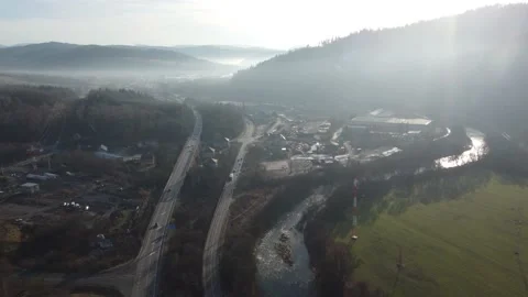 Drone fly over the highway in Slovakia Vídeos de archivo 237399602