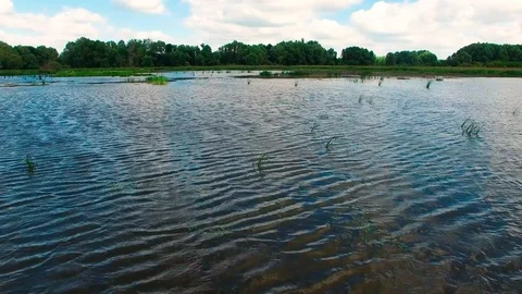 Drone fly over the lake Video stock 114181472