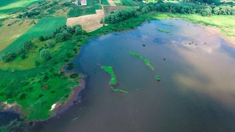 Drone fly over the lake Video stock 114181523