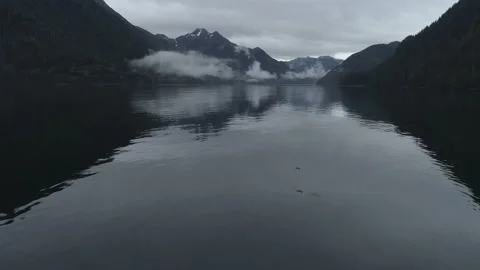 Drone fly over lake reverse Alaska Stock Footage 213892640