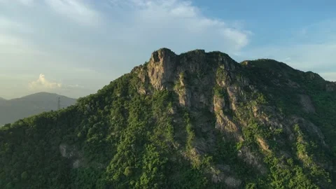 Drone fly over Lion rock mountain in Hong Kong Stock Footage 164412833