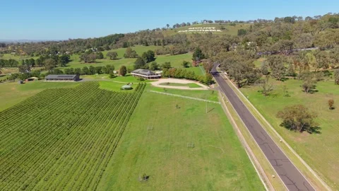 Drone fly over Mount Panorama vineyards and countryside in Bathurst NSW Vídeo Stock 334927394