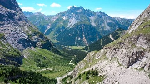 Drone fly over the mountains, river and waterfalls of French Alps, France. Stock Footage 130912165