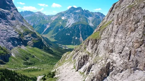 Drone fly over the mountains, river and waterfalls of French Alps, France. Stock Footage 130912188