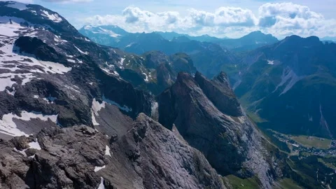 Drone fly over the mountains, river and waterfalls of French Alps, France. Stock Footage 130912231