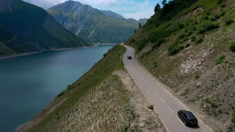 Drone fly over the mountains, river and waterfalls of French Alps, France. Stock Footage 130912511