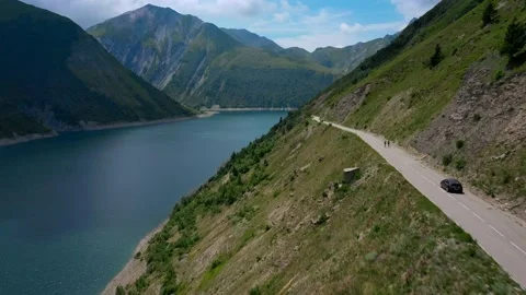 Drone fly over the mountains, river and waterfalls of French Alps, France. Stock Footage 130912528