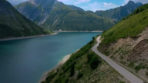 Drone fly over the mountains, river and waterfalls of French Alps, France. Stock Footage 130912539