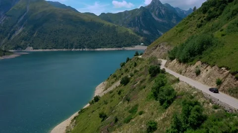 Drone fly over the mountains, river and waterfalls of French Alps, France. Stock Footage 130912561