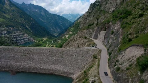 Drone fly over the mountains, river and waterfalls of French Alps, France. Stock Footage 130912594