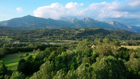 Drone fly over the mountains, river and waterfalls of French Alps, France. Stock Footage 130912658