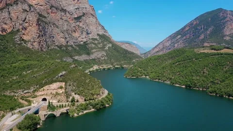 Drone fly over the mountains, river and waterfalls of French Alps, France. Stock Footage 130912717