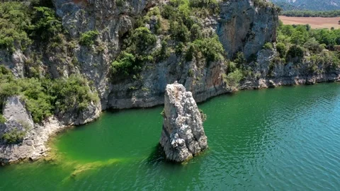 Drone fly over the mountains, river and waterfalls of French Alps, France. Stock Footage 130912761