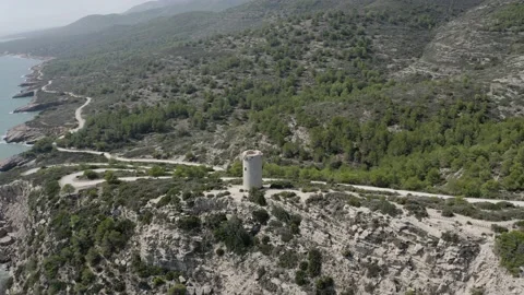Drone fly over the mountains Serra d'Irta  in Spain Stock-Footage 130911382