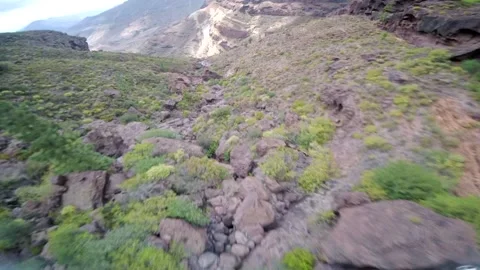 Drone fly over the mountains view Los Azulejos Gran Canaria Island Spain Video stock 130913236