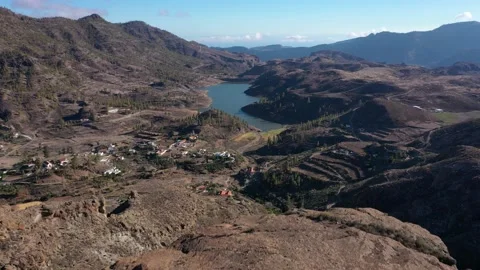 Drone fly over the mountains view in Gran Canaria Island Spain Stock Footage 130913891