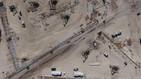 Drone Fly Over Oil Fields Vertical For Editorial Use Only Stock Footage 147516924