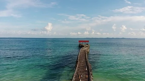 Drone fly over the old jetty Stock Footage 89886772