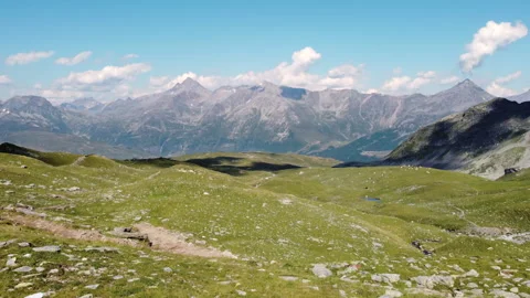 Drone fly over Pian Cavalli mountain stream in the Italian Alps near Madesimo Stockbeeldmateriaal 319176567