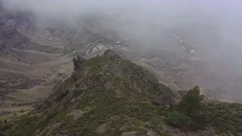 Drone fly over Risco Faneque, Agaete, Gran Canaria, Las Palmas Province Spain Stock Footage 130913324