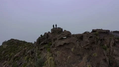 Drone fly over Risco Faneque, Agaete, Gran Canaria, Las Palmas Province Spain Stock Footage 130913331