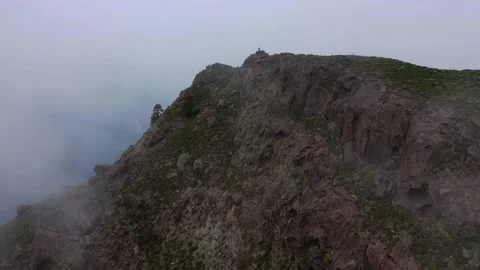 Drone fly over Risco Faneque, Agaete, Gran Canaria, Las Palmas Province Spain Stock Footage 130913335