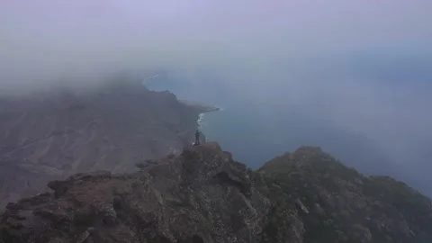 Drone fly over Risco Faneque, Agaete, Gran Canaria, Las Palmas Province Spain Stock Footage 130913375