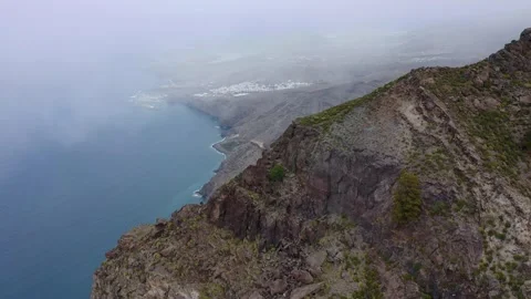 Drone fly over Risco Faneque, Agaete, Gran Canaria, Las Palmas Province Spain Stock Footage 130913411