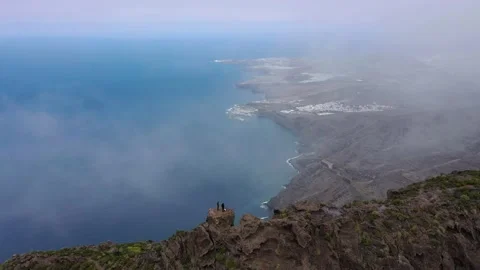 Drone fly over Risco Faneque, Agaete, Gran Canaria, Las Palmas Province Spain Stock Footage 130913437