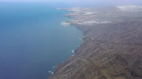 Drone fly over Risco Faneque, Agaete, Gran Canaria, Las Palmas Province Spain Stock Footage 130913447