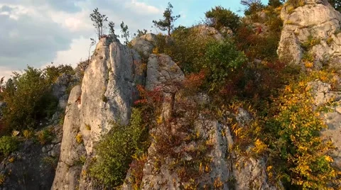 Drone fly over rock in Mountains Video stock 68889887