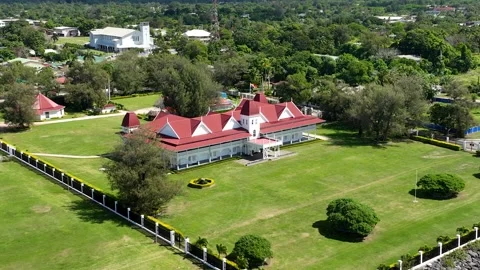 Drone fly over Royal Palace in Nuku'alofa, the capital of Kingdom of Tonga Stock Footage 292883513