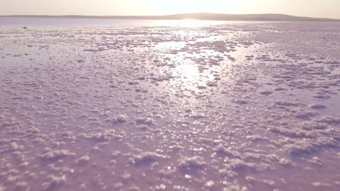 A Drone Fly Over A Salt Lake In Turkey. Tuz Lake 4K Video Video stock 276424903