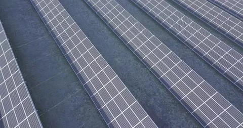 Drone fly over solar panels power plant. Stock Footage 145931385