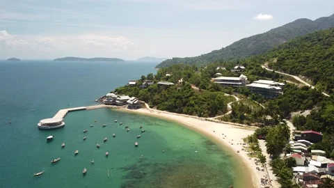 Drone fly over a spectacular beach resort in a tropical island in Asia. Stock Footage 138671764
