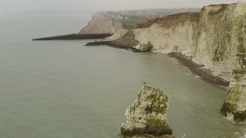 Drone fly over stone in the see 4k footage Video stock 123898342