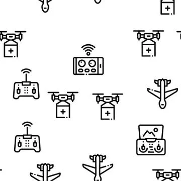 Drone Fly Quadrocopter Seamless Pattern Vector Illustrazione stock