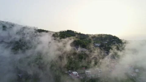 Drone fly through clouds over amalfi and capri Stock Footage 231915994