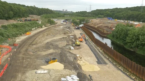 Drone Fly Through of Construction Site Stock Footage 101557760
