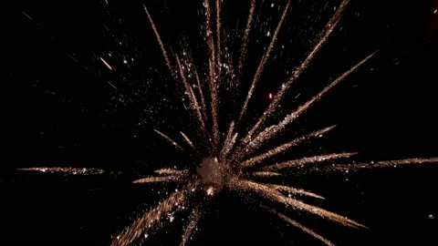 Drone fly through Fireworks in beautiful night sky. Stock Footage